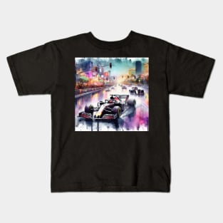 Artistic illustration of high speed racing cars in Las Vegas Kids T-Shirt